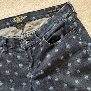 Womens LUCKY BRAND 4/29 Charlie Skinny Stretch Denim Crop Jeans cross Hatch Path